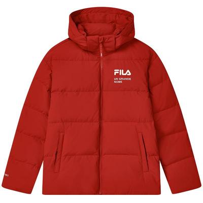 FILA斐乐官方情侣羽绒服短款冬季宽松运动连帽保暖男女同款厚外套