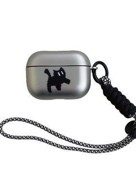 黑绳炸毛猫airpodspro3保护套适用苹果蓝牙耳机壳2代磨砂电镀3代硅胶pro2小众男女4代套全包防摔新款简约潮牌
