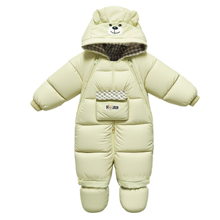婴儿羽绒服连体衣抱被白鸭绒冬季衣宝宝加厚新生儿包脚防风外套装