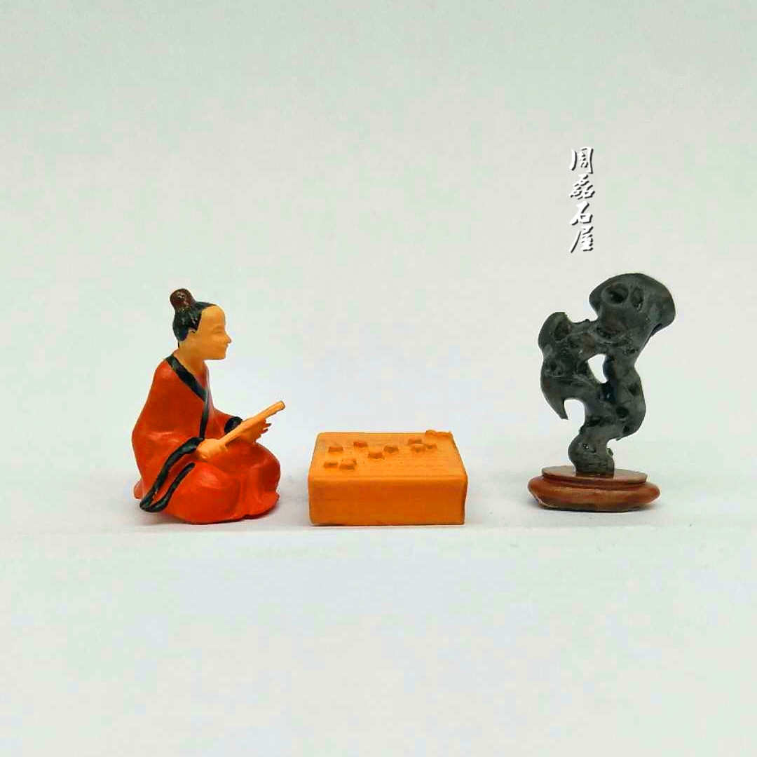 精品复古树脂对弈品茶古人摆件奇石山水盆景鱼缸沙盘微景造景装饰