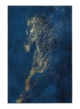 现代轻奢蓝色抽象骏马装饰画