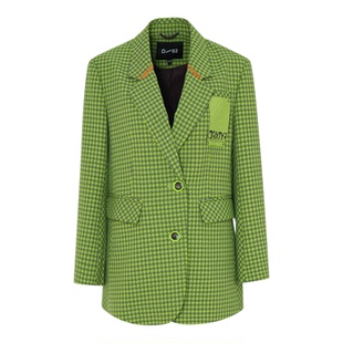 D佳美学馆秋冬高级感千鸟格西装外套女职场通勤简约气质外套