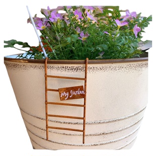 锈色做旧铁艺装饰花盆挂件楼梯造型可写字花插摆件创意独家