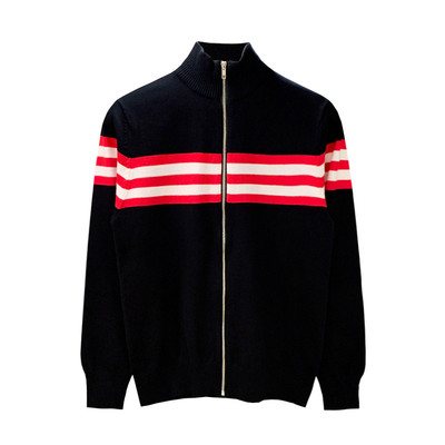 开衫针织衫半高拉链拼色毛衣潮流