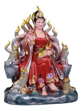 九尾狐娘娘神像青丘九姑娘神像树脂九尾狐相白狐红狐家用供奉摆件