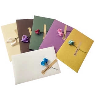 文艺复古贺卡浪漫情书信封爱心扣彩色信封放奖金红包购物卡片年会