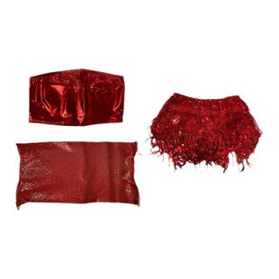 性感bling链条挂脖露背吊带背心流苏亮片裙裤夜店蹦迪短裙女套装