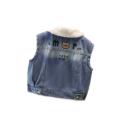 秋冬季新款加绒加厚牛仔马甲