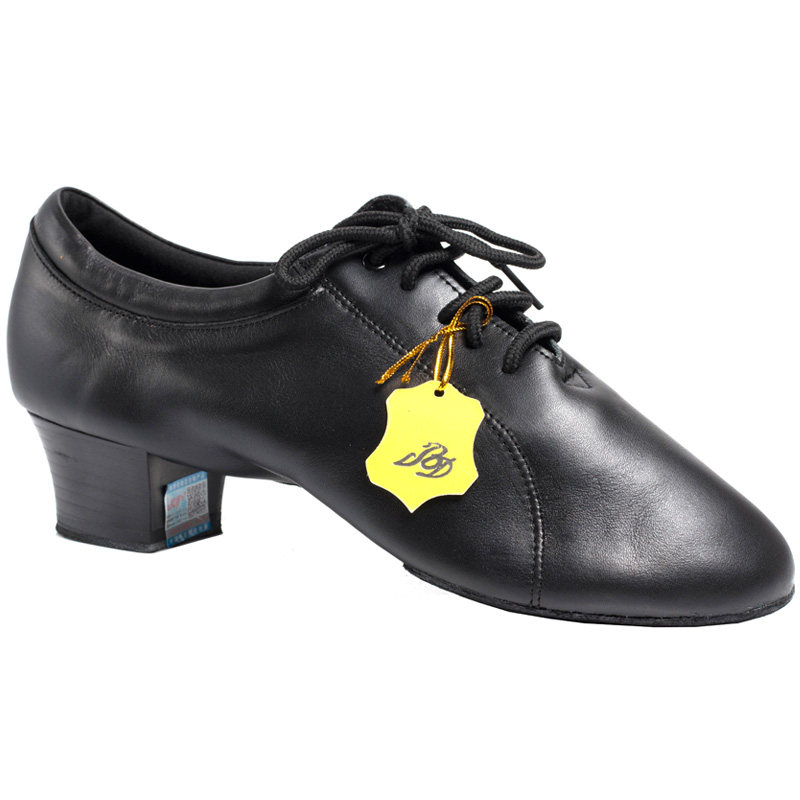 贝蒂专业男拉丁舞国标舞鞋黑色成人中低跟软底鞋真皮漆皮牛皮419