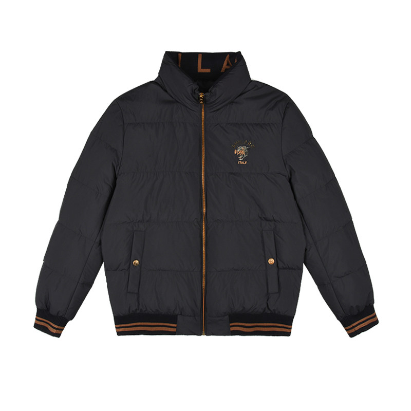 古劳烫钻刺绣立领保暖羽绒服外套