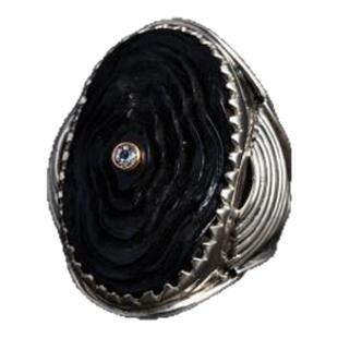 法国代购Nature㊣ 手作先锋派优雅简洁华丽黑玉钻石镶嵌纯银戒指