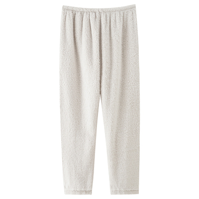 帕兰朵单条睡裤女秋冬加绒加厚珊瑚绒长裤长毛绒法兰绒纯色家居裤