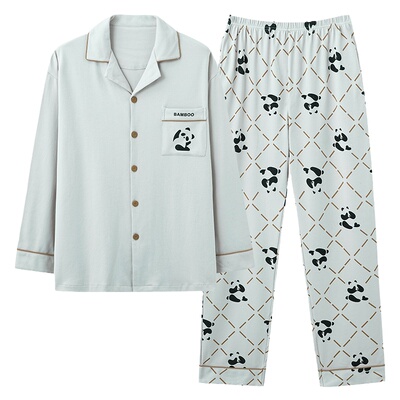 浪莎官方正品纯棉长袖睡衣男