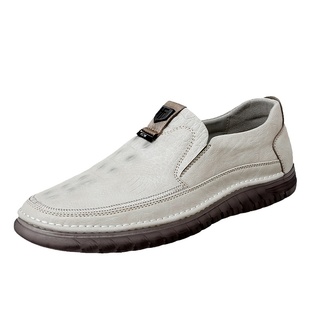 牛筋底男皮鞋耐磨鳄鱼纹真皮英伦软皮一脚蹬豆豆鞋潮懒人休闲男鞋