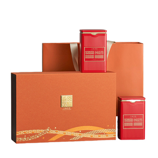 高端茶叶礼盒新年空盒子红茶半斤装马口铁罐手提方形盒定制包装盒