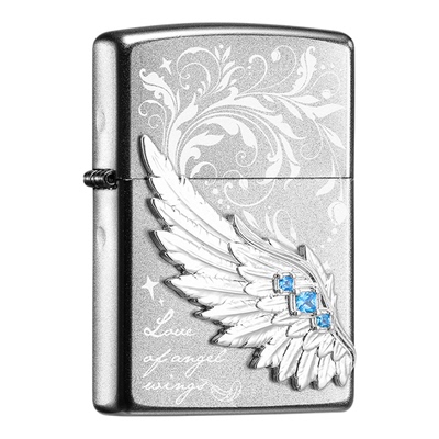 zippo打火机正版 热恋之翼雕刻贴章防风煤油火机情人节新年礼物