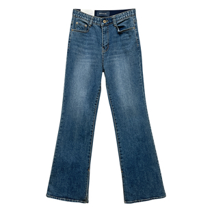 高腰宽松微喇叭长裤女韩国howluk裤脚开叉弹力牛仔裤秋季新款