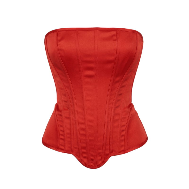 塑身衣一字胸沙漏束腰缎面corset