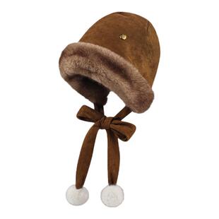 法国Montaigne/蒙田高级麂皮绒双面帽子加厚护耳包头雷锋帽子防风