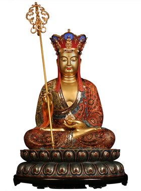 黄铜地藏王菩萨佛像精细彩绘家用