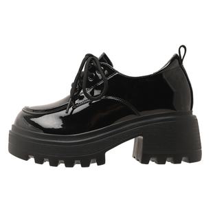 内增高8CM粗跟乐福鞋女2026年春夏新款百搭松糕厚底英伦风小皮鞋