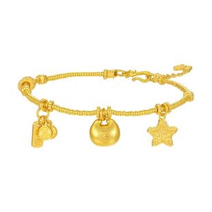 TSL谢瑞麟小胖福黄金手链古法工艺平安喜乐足金手链星星新品XQ735