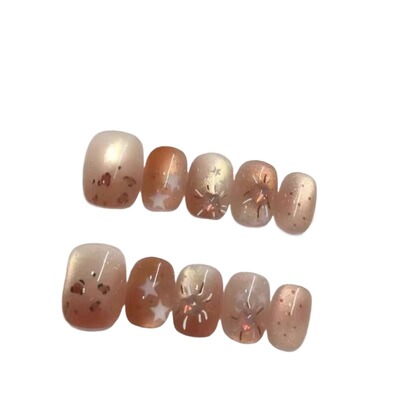 凌洛秋冬短款琥珀星星穿戴甲