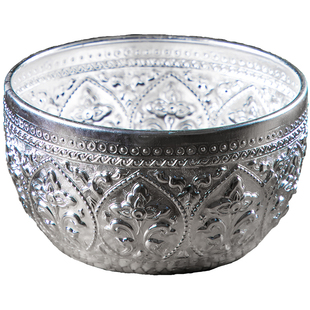 异丽东南亚餐具傣族银碗餐厅饭碗泰国锡碗泰式甜品银色泡鲁达小碗