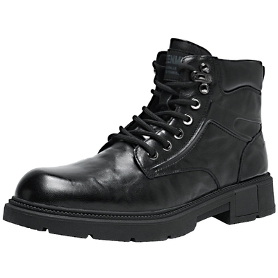 天美意鞋子男鞋商场同款休闲系带百搭潮流街头男皮靴3UV01DD4