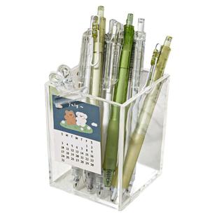 高颜值亚克力透明笔筒大容量儿童女孩小学生书桌文具收纳盒置物架简约ins桌面多功能笔桶轻奢高级感笔架办公