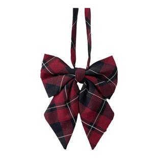 东京岁时记jk学院风羽根红格纹领结jk红色平角领带长柄凤凰木小物