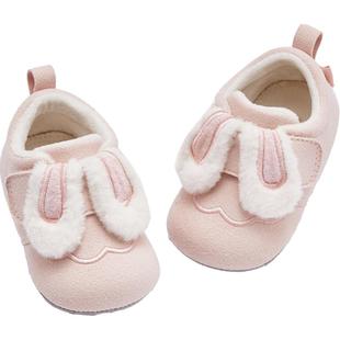 戴维贝拉婴儿步前鞋冬季新款女童宝宝加绒初生鞋子魔术贴棉鞋加绒