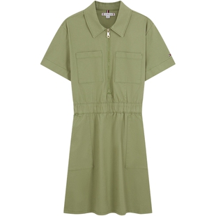 【复古工装风】Tommy春夏女装美式运动斜纹收腰显瘦衬衫裙连衣裙