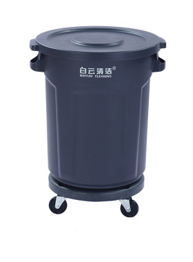 白云环卫大号加厚带轮圆形垃圾桶