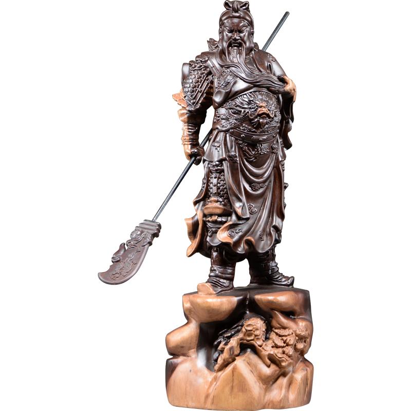 黑檀木装饰武财神关二爷佛像摆件