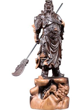 黑檀木装饰武财神关二爷佛像摆件