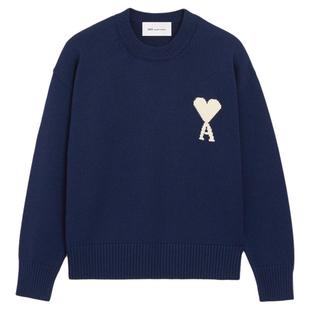 【早春新品】Ami Paris 男女同款羊毛棉混纺撞色ADC爱心圆领毛衣