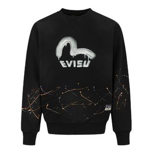 EVISU福神男士海鸥和商标印花潮流休闲运动卫衣