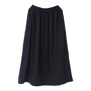 显瘦显腿长 气质简约高档亚麻提花半身裙春秋原创百搭大摆半裙女