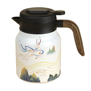 唐斯国潮木纹陶瓷内胆保温焖茶壶一鹿相伴316不锈钢闷茶壶泡茶壶