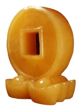 天然黄玉天地元宝玉石雕刻客厅聚财家居招财摆件镇宅玄关开业摆件