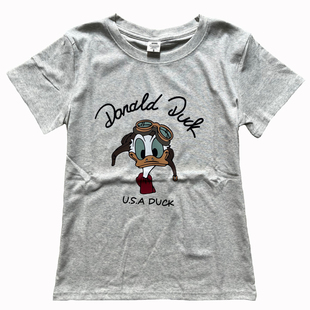 美式复古正肩t恤女2026夏季新款短袖修身纯棉别致卡通印花上衣女