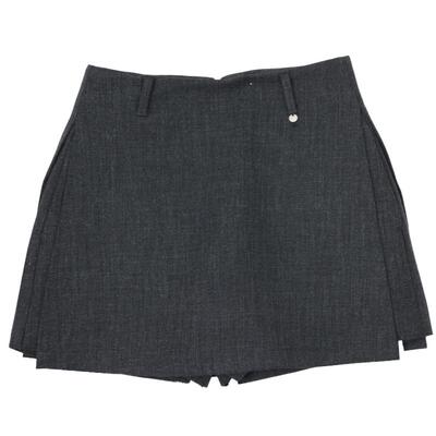 百家好灰色侧开叉西装裤裙短裙女