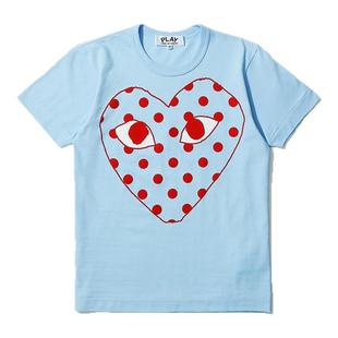 IT CDG PLAY COMME des GARCONS女装短袖T恤爱心波点风潮印花75XE