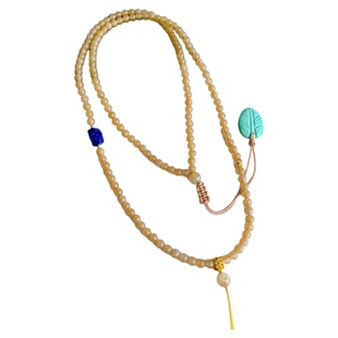 天然和田玉糖玉珠链新中式无事牌项链毛衣链八宝罗盘平安扣吊坠绳