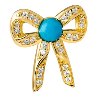 龙丰绿松轩S925银镀18k金天然绿松石正品蝴蝶结耳钉高级轻奢款