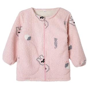女童罩衣洋气秋冬季加厚绒儿童羽绒服防脏护衣小孩宝宝吃饭围衣兜