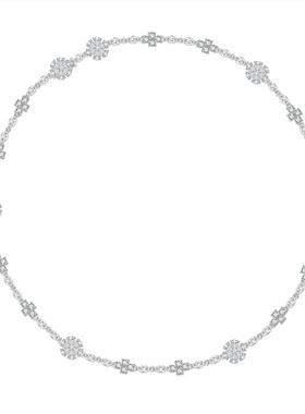 Witther原创设计白钻花朵锁骨链女小众轻奢高级满钻925纯银项链