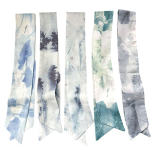 国风复古丝巾水墨发带扎头发头绳丝带长条飘带绑头巾韩版百搭