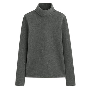 柔软摇粒绒打底衫女双面绒高领秋冬套头抓绒纯色T恤长袖大码保暖